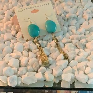 Gold Turquoise Tassel Earrings